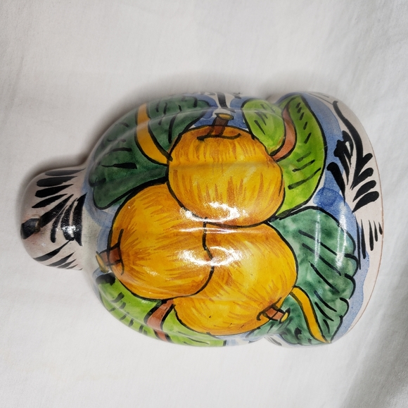 Mexican Glazed Clay Wall Pocket Oranges Plant Drainage Holes - Picture 5 of 7